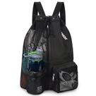 Bolsa de natação WANDF Mesh Drawstring Mochila impermeável preta