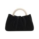 Bolsa de noite Beatfull Pearl Leather Ruched Bag Black Women