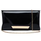Bolsa de noite Clutch DETARA, envelope de couro envernizado, preta