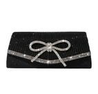 Bolsa de noite Clutch Trisapu Bow Sparkly Rhinestone Black