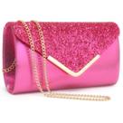 Bolsa de noite Dasein, bolsa de mão formal feminina com alça fúcsia