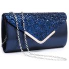 Bolsa de noite Dasein, bolsa formal feminina, azul marinho