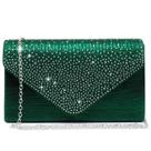 Bolsa de noite Dasein, cetim, strass, bolsa clutch, verde, feminina