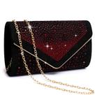Bolsa de noite Dasein Rhinestone Faux Suede Clutch para mulheres vermelha