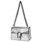 Bolsa de noite de ombro DEEPMEOW Snake impressa em couro prateado