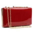 Bolsa de noite feminina Dasein Clutch em couro envernizado vermelha