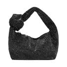 Bolsa de Noite Feminina de Luxo com Alça de Cristal - Design Prateado