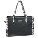 Bolsa de Ombro Alça de Mão e Transversal Totebag Animal Print Preto