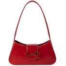 Bolsa de ombro Amszke Y2K Trendy Bow Red Leather para mulheres