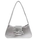 Bolsa de ombro Amszke Y2K Trendy Vegan Leather Silver