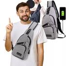 Bolsa De Ombro Antiroubo Bag Unissex Com Entrada Usb Sortida Preto/Cinza Top Rio Bolsa De Ombro Antiroubo Bag Unissex Com Entrada Usb Sortida Preto/Cinza Top Rio