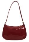 Bolsa de ombro Clutch Purse Armpit Santa em couro envernizado vermelho vinho