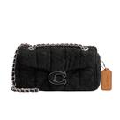 Bolsa de ombro Coach Tabby 20 preta em jeans e couro
