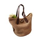 Bolsa de Ombro de Palha Boêmia Grande para Verão e Praia - Tecido Crochê