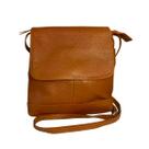 Bolsa de Ombro em Couro Legítimo Modelo Jô, Cor Caramelo