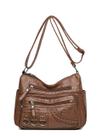 Bolsa de ombro em couro PU macio e lavado para mulheres Bolsa de ombro em couro PU macio e lavado para mulheres