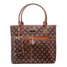 Bolsa De Ombro Estampada Marom Forrada Porta Cartões Moedas