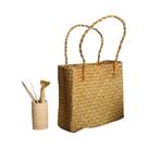 Bolsa De Ombro Feminina Artesanal De Palha De Rattan E Bambu Trançado Para Praia E Férias Com Alça Bolsa De Ombro Feminina Artesanal De Palha De Rattan E Bambu Trançado Para Praia E Férias Com Alça
