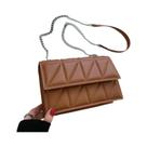 Bolsa De Ombro Feminina Com Alça De Corrente E Bordado Xadrez, Bolsa Transversal De Cor Sólida Para Bolsa De Ombro Feminina Com Alça De Corrente E Bordado Xadrez, Bolsa Transversal De Cor Sólida Para