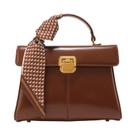 Bolsa De Ombro Feminina De Couro Genuíno De Luxo Com Lenço, Bolsa De Mão Moderna De Cor Sólida Para