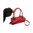 Bolsa De Ombro Feminina De Couro Laca Com Estampa De Poá, Pequena E Elegante