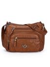 Bolsa de ombro feminina de couro PU com vários bolsos