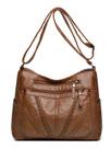 Bolsa de ombro feminina de couro PU de grande capacidade trançada 28x10x22cm
