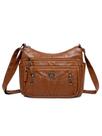 Bolsa de ombro feminina de couro PU de várias camadas, grande, preta Bolsa de ombro feminina de couro PU de várias camadas, grande, preta