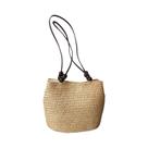 Bolsa de Ombro Feminina de Palha Trançada - Grande Capacidade - Feita à Mão