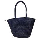 Bolsa de Ombro Feminina GXM Grande Cesta Artesanal em Poliéster 43cmx32cmx17cm Azul Escuro