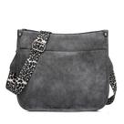 Bolsa de ombro feminina tiracolo Leopard com alça de guitarra