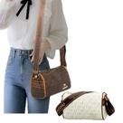 Bolsa De Ombro Feminina Transversal E Lateral Marrom Branco