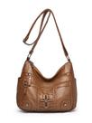 Bolsa de ombro feminina vintage de couro PU de várias camadas marrom Bolsa de ombro feminina vintage de couro PU de várias camadas marrom