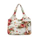 Bolsa De Ombro Floral Feminina Em Lona, Mini Bolsa De Moda Com Laço, Porta-Moedas Para Celular