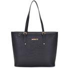 Bolsa de ombro grande forrada fivela Moncci estampa croco caramelo preto bege Bolsa de ombro grande forrada fivela Moncci estampa croco caramelo preto bege