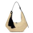 Bolsa de ombro Herald Tassel Straw Hobo para mulheres preta