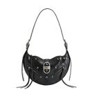 Bolsa de ombro JW PEI Tessa feminina de material vegano preto amassado