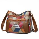 Bolsa de ombro Messenger feminina em PU Patchwork Crossbody