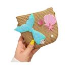 Bolsa De Ombro Mini De Palha Trançada Para Meninas, Estilo Sereia, Carteira Princesa, Pequeno Bolsa De Ombro Mini De Palha Trançada Para Meninas, Estilo Sereia, Carteira Princesa, Pequeno