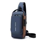 Bolsa De Ombro Mochila Masculina Impermeável Com Fechadura De Código Com Carregamento Usb Cor:marrom Azul
