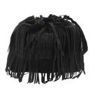 Bolsa de ombro MOSSTYUS Fringe Hobo Purse preta