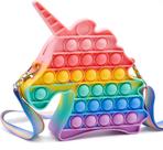 Bolsa de ombro pop Fidget Toy Rainbow Unicorn Pop Fidget Bag Toy Silicone Pop Bubble Sensory Fidget Toy Material escolar Favores de festa de aniversário para meninas