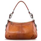 Bolsa de ombro S-ZONE feminina Hobo de couro genuíno marrom
