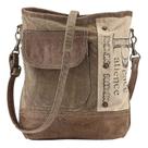 Bolsa de ombro SAGEFINDS em tela reciclada com palavras inspiradoras Bolsa de ombro SAGEFINDS em tela reciclada com palavras inspiradoras