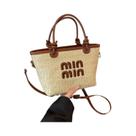 Bolsa De Ombro Transversal Feminina De Palha Estilo Boho Para Verão, Bolsa De Praia Designer