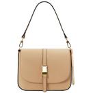 Bolsa de Ombro Tuscany Leather Nausica Bege com Fivela
