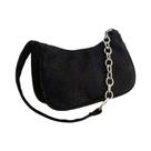 Bolsa De Ombro Vintage Em Corduroy Para Mulheres, Cor Sólida, Com Zíper, Bolsa De Mão Fashion