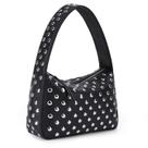 Bolsa de ombro YFGBCX de couro macio preto cravejado para mulheres