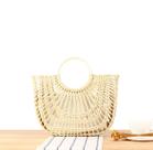 Bolsa de Palha Média Blogueira Praia Casual Estruturada Moda