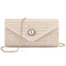 Bolsa de palha PACETAP para mulheres com decoração de pérolas